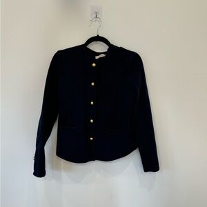 LOFT Chanel Style Navy Blue Blazer with Gold Buttons